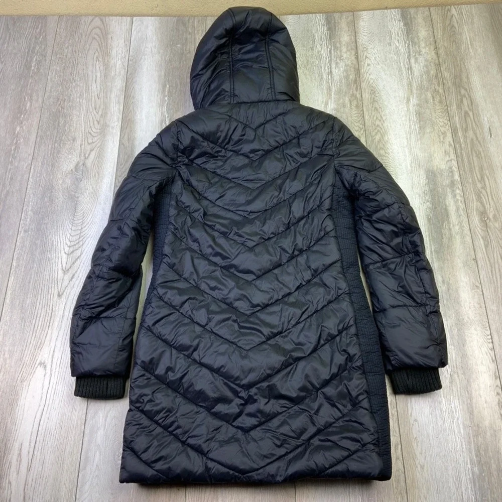 Abercrombie & Fitch Parka Jacket Womens Small Black Hoodie Puffer Coat Long - Picture 12 of 14